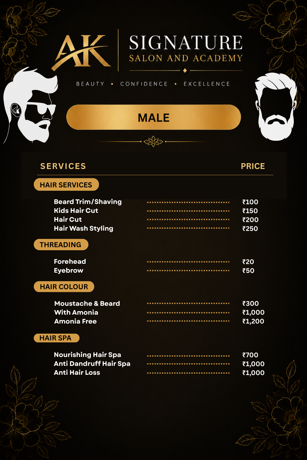 men price in salon